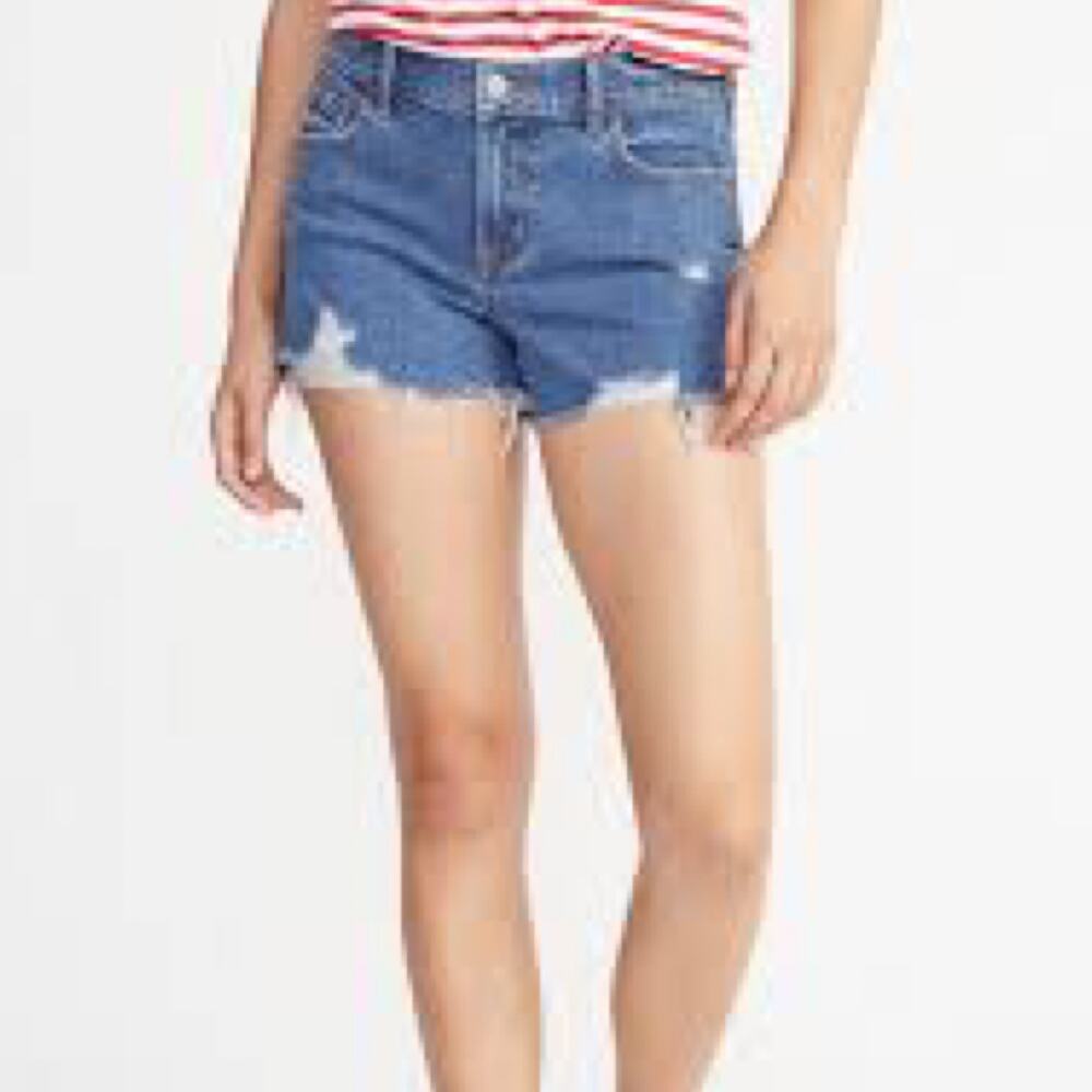 OLD NAVY • Mid-Rise Ripped Cut Off Boyfriend Denim Blue Jean Shorts